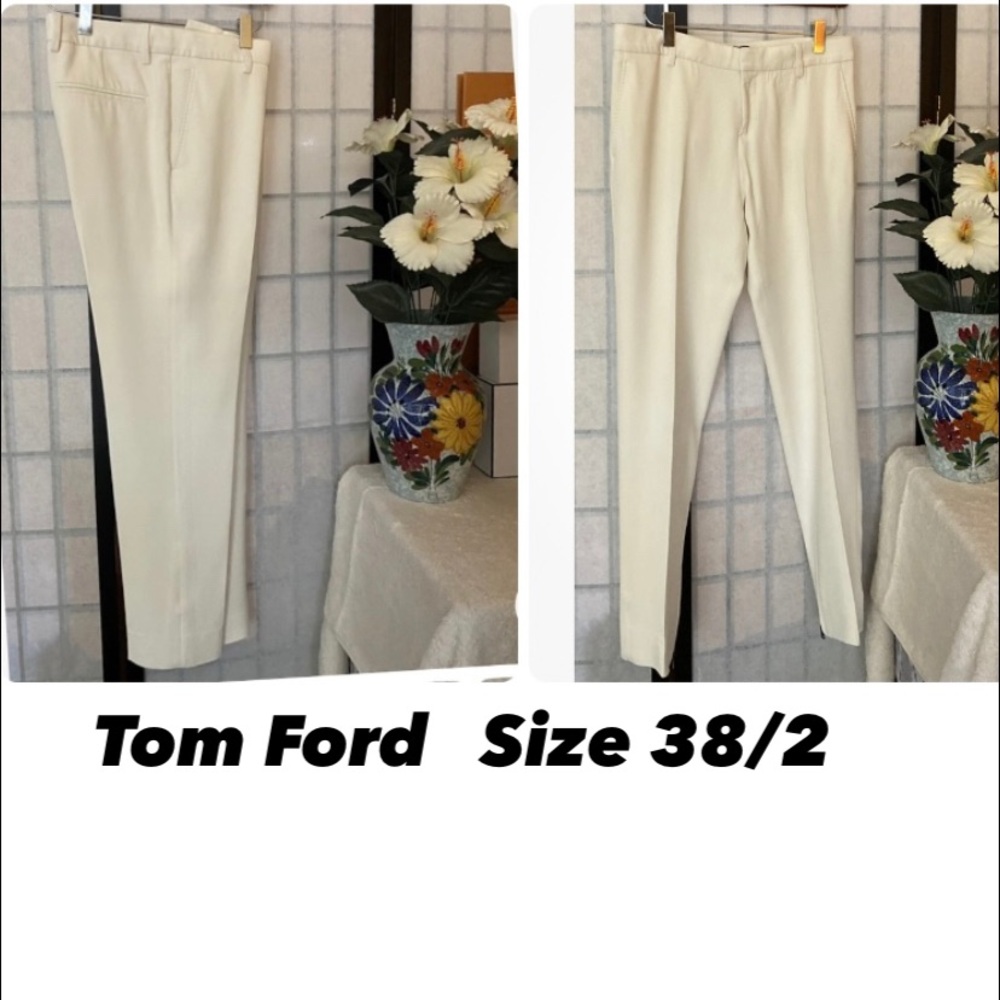 TOM FORD Women 38/2 Stretch Acetate Elegant Lined Dress Pants Narrow Zip Legs